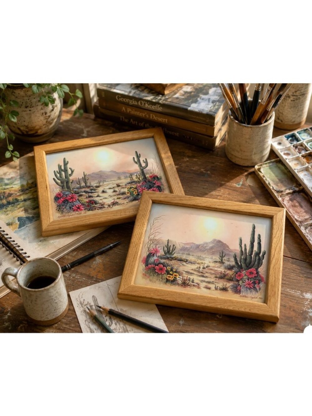 VTG Set Of 2 Southwestern Desert Kathleen English-Pitts 1991 Framed Prints